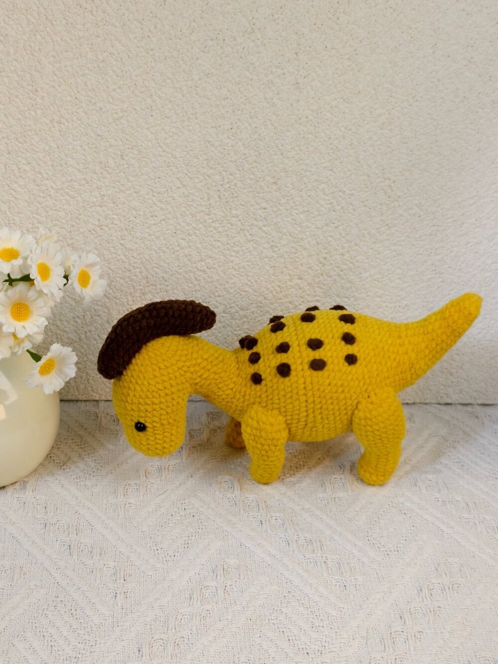 Handmade Amigurumi Crochet Yellow Dinosaur Plushie